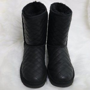 Gorgeous Blk Leather Ugg Boots, Excellent Used Cond. Sz. 9!